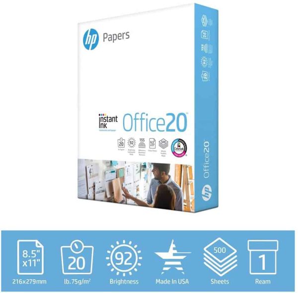 HP Printer Paper | 8.5x11 Paper |Office 20 lb | 1 Ream - 500 Sheets | 92 Bright | Made in USA - FSC Certified