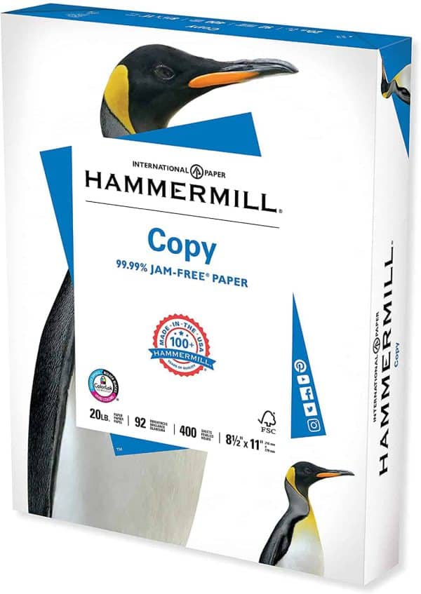 Hammermill Printer Paper, 20 lb Copy Paper, 8.5 x 11 - 1 Small Pack (400 Sheets) - 92 Bright, Made in the USA