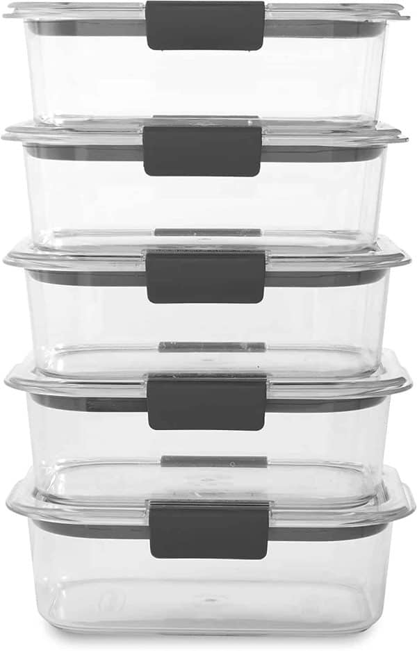Rubbermaid Brilliance Food Storage Container, BPA free Plastic, Medium, 3.2 Cup, 5 Pack, Clear