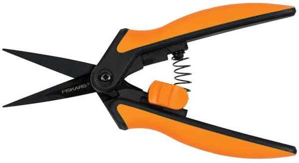 Fiskars 399241-1001 Non-stick Micro-Tip Pruning Snips, Orange/Black